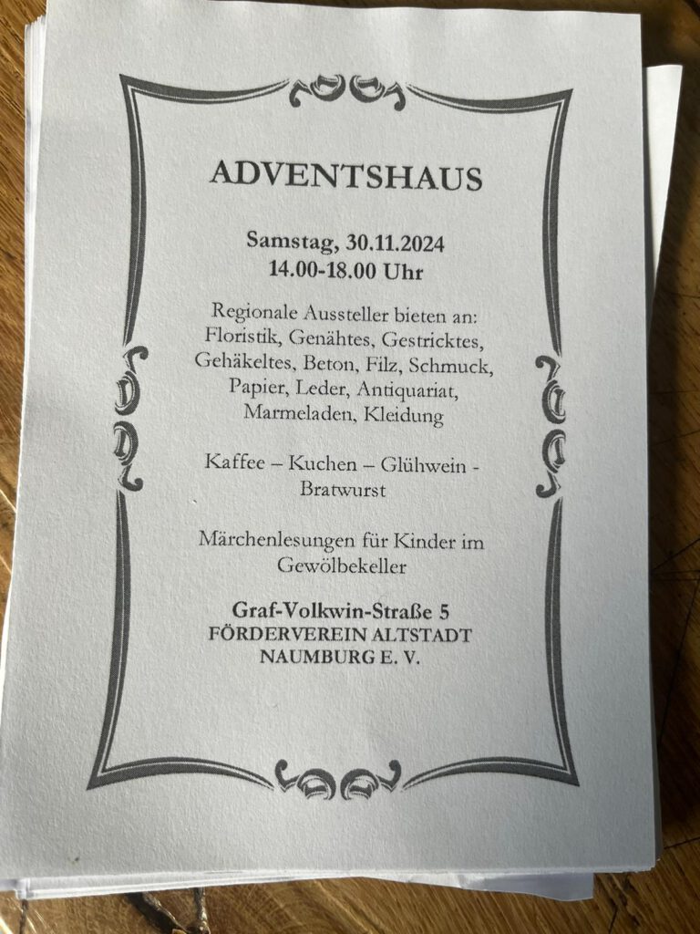 Flyer für das Adventshaus im GVH